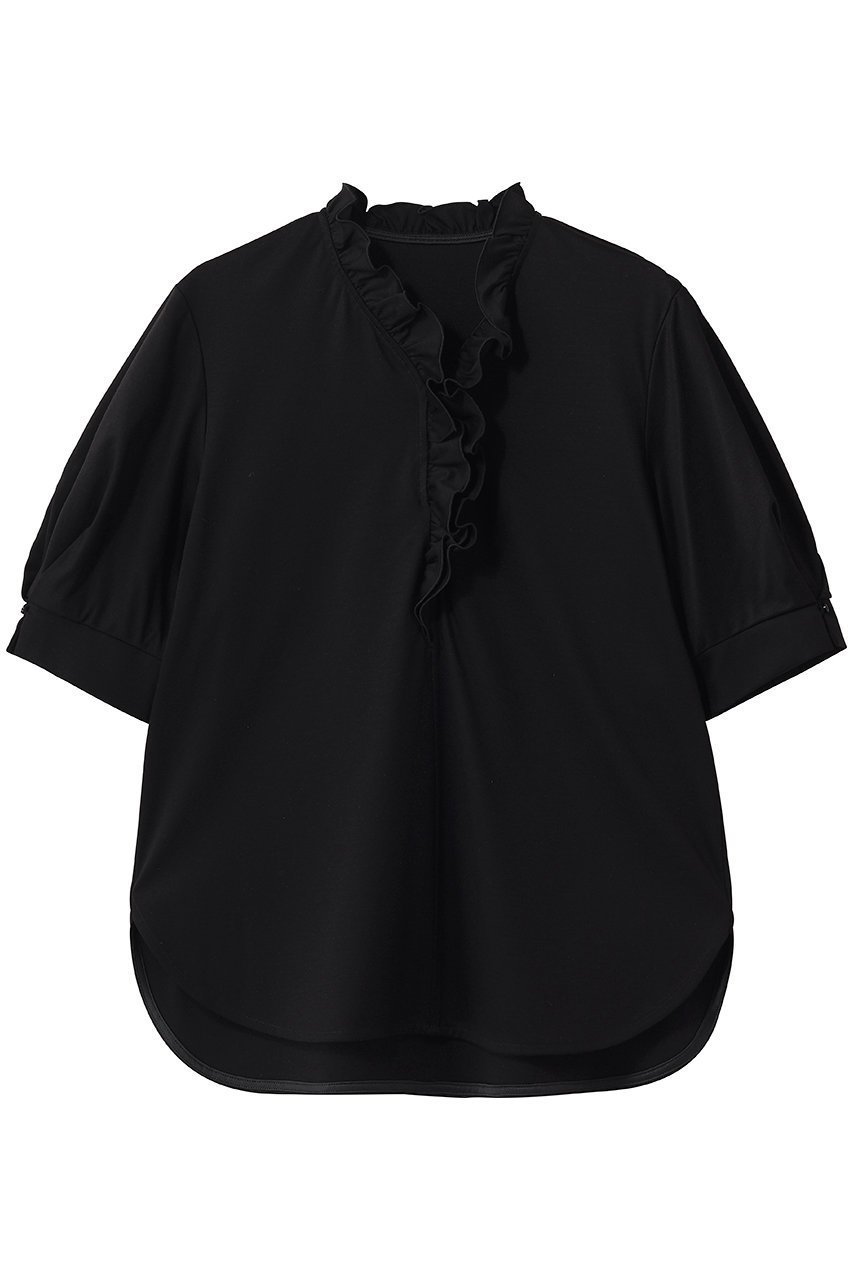 【アナイ/ANAYI】のスムースフリルプルオーバー インテリア・キッズ・メンズ・レディースファッション・服の通販 founy(ファウニー) 　ファッション　Fashion　レディースファッション　Fashion for Women　トップス・カットソー　Cut & Sew Tops　シャツ・ブラウス・オフィスカジュアル　Elegant Blouses & Button-Ups　ロングTシャツ・Tシャツ　Longline T-Shirts & Tees　カジュアルプルオーバー・ニットトップス　Pullovers & Knit Tops / Casual Pullovers　カットソー・ベーシックTシャツ　Cut-and-Sewn Tops / Stretch Tees & Basics　ショート　Short, Short Length　スリーブ　Sleeve, Long Sleeve / Short Sleeve　フリル　Frill, Ruffle　エレガント 上品　Elegant　新作・新入荷　New Arrivals / New In　ブラック|ID: prp329100004970984 ipo3291000000037278184