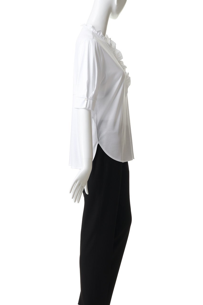 【アナイ/ANAYI】のスムースフリルプルオーバー 大人の最旬トレンドファッション＆コーディネート founy(ファウニー) 　ファッション　Fashion　レディースファッション　Fashion for Women　トップス・カットソー　Cut & Sew Tops　シャツ・ブラウス・オフィスカジュアル　Elegant Blouses & Button-Ups　ロングTシャツ・Tシャツ　Longline T-Shirts & Tees　カジュアルプルオーバー・ニットトップス　Pullovers & Knit Tops / Casual Pullovers　カットソー・ベーシックTシャツ　Cut-and-Sewn Tops / Stretch Tees & Basics　ショート　Short, Short Length　スリーブ　Sleeve, Long Sleeve / Short Sleeve　フリル　Frill, Ruffle　エレガント 上品　Elegant　新作・新入荷　New Arrivals / New In　other-3|ID: prp329100004970984 ipo3291000000037278186