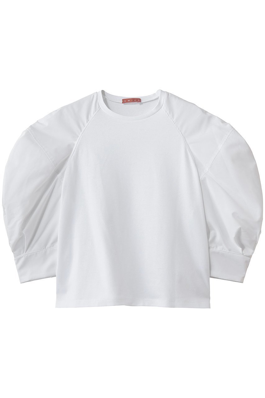 【アミカ/AMICA】のパフトップス インテリア・キッズ・メンズ・レディースファッション・服の通販 founy(ファウニー) 　ファッション　Fashion　レディースファッション　Fashion for Women　トップス・カットソー　Cut & Sew Tops　シャツ・ブラウス・オフィスカジュアル　Elegant Blouses & Button-Ups　ロングTシャツ・Tシャツ　Longline T-Shirts & Tees　カットソー・ベーシックTシャツ　Cut-and-Sewn Tops / Stretch Tees & Basics　カフス　Cuff Design　ショート　Short, Short Length　スリーブ　Sleeve, Long Sleeve / Short Sleeve　パターン　Pattern, Design Print　切替　Switching, Contrast Panel　夏　Summer　新作・新入荷　New Arrivals / New In　ホワイト|ID: prp329100004971033 ipo3291000000037278512