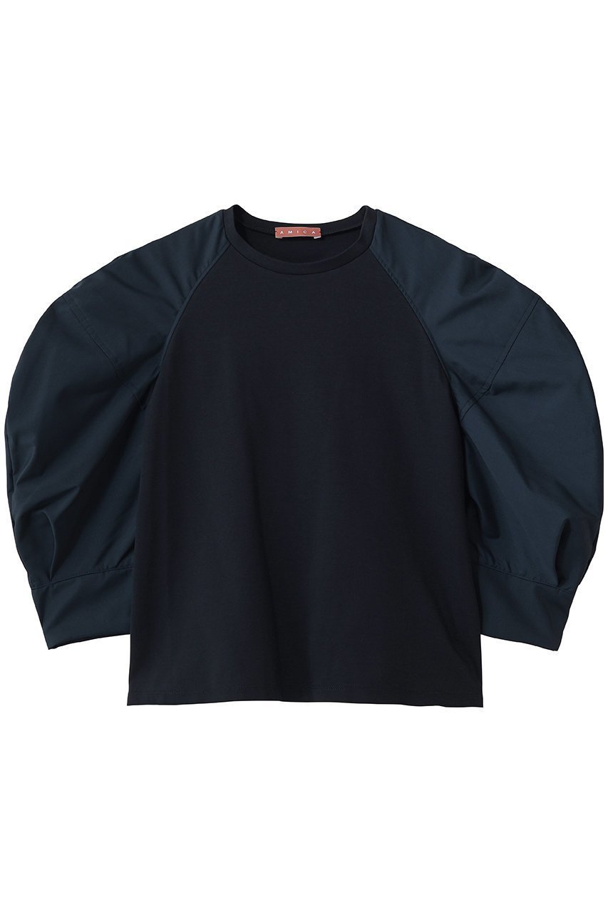 【アミカ/AMICA】のパフトップス インテリア・キッズ・メンズ・レディースファッション・服の通販 founy(ファウニー) 　ファッション　Fashion　レディースファッション　Fashion for Women　トップス・カットソー　Cut & Sew Tops　シャツ・ブラウス・オフィスカジュアル　Elegant Blouses & Button-Ups　ロングTシャツ・Tシャツ　Longline T-Shirts & Tees　カットソー・ベーシックTシャツ　Cut-and-Sewn Tops / Stretch Tees & Basics　カフス　Cuff Design　ショート　Short, Short Length　スリーブ　Sleeve, Long Sleeve / Short Sleeve　パターン　Pattern, Design Print　切替　Switching, Contrast Panel　夏　Summer　新作・新入荷　New Arrivals / New In　ネイビー|ID: prp329100004971033 ipo3291000000037278514