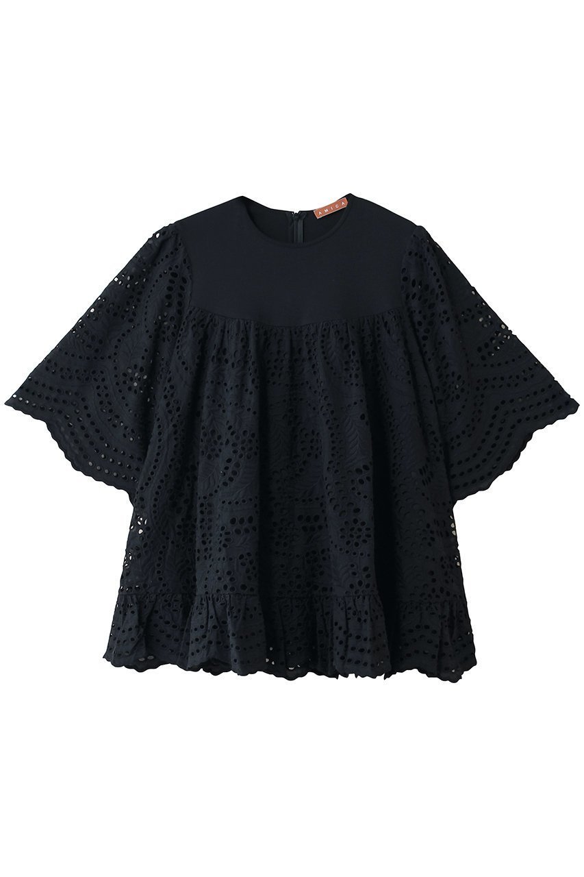 【アミカ/AMICA】のLANIKAI レーストップ インテリア・キッズ・メンズ・レディースファッション・服の通販 founy(ファウニー) 　ファッション　Fashion　レディースファッション　Fashion for Women　トップス・カットソー　Cut & Sew Tops　シャツ・ブラウス・オフィスカジュアル　Elegant Blouses & Button-Ups　ショート　Short, Short Length　スカラップ　Scallop, Scalloped Edge　スリーブ　Sleeve, Long Sleeve / Short Sleeve　フェミニン　Feminine, Girly　ミックス　Mix, Mixed Style　リゾート　Resort, Vacation Style　リーフ　Leaf, Botanical Leaf　レース　Lace, Lace Fabric　夏　Summer　新作・新入荷　New Arrivals / New In　春　Spring　S/S・春夏　SS, Spring/Summer, Warm Season　ミッドナイトブルー|ID: prp329100004971040 ipo3291000000037278561