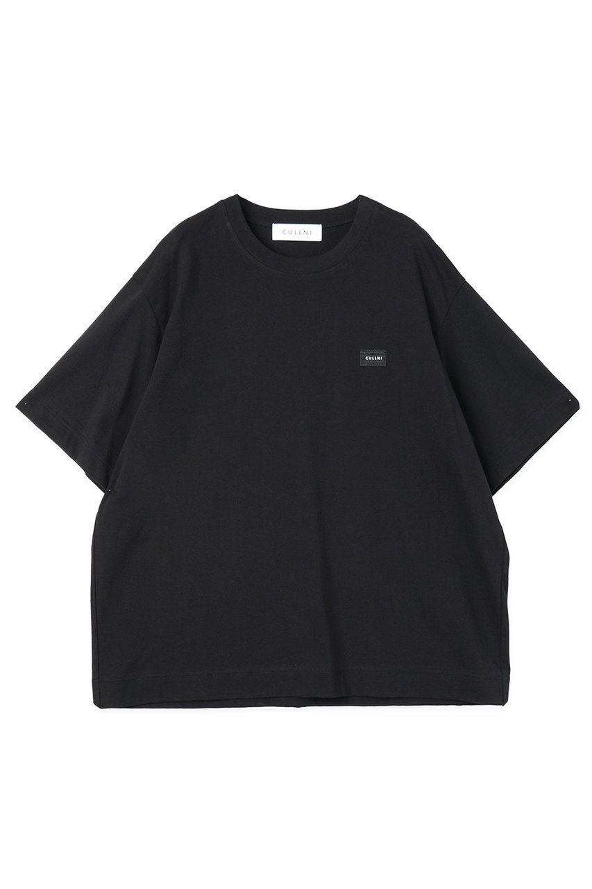 【クルニ/CULLNI】の【UNISEX】CULLNI エンブロイダリー パッチショートスリーブ プルオーバー インテリア・キッズ・メンズ・レディースファッション・服の通販 founy(ファウニー) 　ファッション　Fashion　レディースファッション　Fashion for Women　トップス・カットソー　Cut & Sew Tops　シャツ・ブラウス・オフィスカジュアル　Elegant Blouses & Button-Ups　ロングTシャツ・Tシャツ　Longline T-Shirts & Tees　カジュアルプルオーバー・ニットトップス　Pullovers & Knit Tops / Casual Pullovers　カットソー・ベーシックTシャツ　Cut-and-Sewn Tops / Stretch Tees & Basics　ユニセックス　Unisex, Genderless　エンブロイダリー　Embroidery Design　ショート　Short, Short Length　シンプル　Simple, Minimal　スリーブ　Sleeve, Long Sleeve / Short Sleeve　ドロップ　Drop Shoulder, Dropped Style　パッチ　Patch, Appliqué　定番　Standard, Basic Item　新作・新入荷　New Arrivals / New In　ブラック|ID: prp329100004971042 ipo3291000000037278576