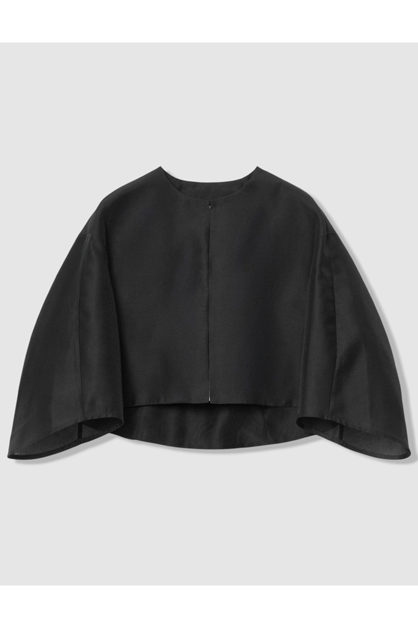 【アルアバイル/allureville】のノーカラーコクーンジャケット インテリア・キッズ・メンズ・レディースファッション・服の通販 founy(ファウニー) 　ファッション　Fashion　レディースファッション　Fashion for Women　アウター　Coat / Outerwear Collection　レディースジャケット・軽アウター　Jackets　なめらか　Smooth, Silky Texture　オーガンジー　Organza Fabric　ジャケット　Jacket, Outerwear　スリーブ　Sleeve, Long Sleeve / Short Sleeve　パターン　Pattern, Design Print　ビッグ　Big, Oversized　エレガント 上品　Elegant　新作・新入荷　New Arrivals / New In　ブラック|ID: prp329100004971130 ipo3291000000037279277