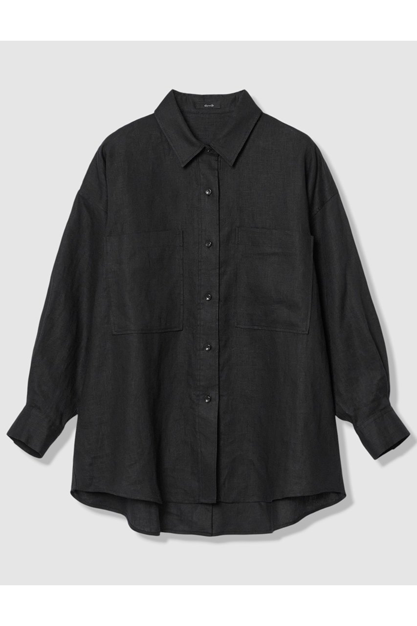【アルアバイル/allureville】のリネンビッグポケットシャツ インテリア・キッズ・メンズ・レディースファッション・服の通販 founy(ファウニー) 　ファッション　Fashion　レディースファッション　Fashion for Women　トップス・カットソー　Cut & Sew Tops　シャツ・ブラウス・オフィスカジュアル　Elegant Blouses & Button-Ups　スリット　Slit, Slit Detail　スリーブ　Sleeve, Long Sleeve / Short Sleeve　セットアップ　Set-Up, Coordinated Outfit　リネン　Linen, Linen Fabric　ロング　Long, Long-Length　吸水　Absorbent, Quick-Dry　夏　Summer　新作・新入荷　New Arrivals / New In　ブラック|ID: prp329100004971144 ipo3291000000037279355