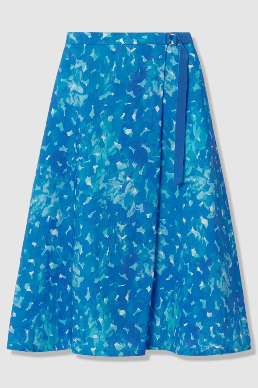 【アナイ/ANAYI】のVeil Blue プリントラップ スカート インテリア・キッズ・メンズ・レディースファッション・服の通販 founy(ファウニー) 　ファッション　Fashion　レディースファッション　Fashion for Women　スカート　Skirts　ロングスカート　Long Skirts / Maxi & Midi Skirts　エレガント 上品　Elegant　グログラン　Grosgrain, Grosgrain Ribbon　コレクション　Collection, Seasonal Line　サマー　Summer, Summer Style　シルバー　Silver, Metallic Silver　プリント　Print, Printed Pattern　ボトム　Bottoms, Lower Wear　モチーフ　Motif, Design Theme　ラップ　Wrap, Wrap Design　リネン　Linen, Linen Fabric　ロング　Long, Long-Length　おすすめ　Recommended / Our Picks　夏　Summer　新作・新入荷　New Arrivals / New In　ブルー|ID: prp329100004971180 ipo3291000000037279593