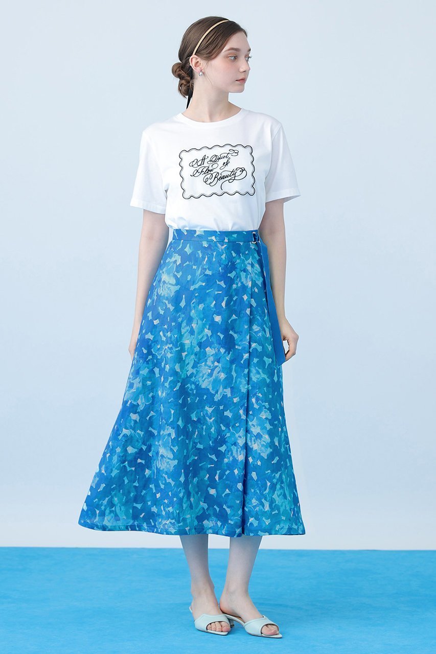 【アナイ/ANAYI】のVeil Blue プリントラップ スカート 大人の最旬トレンドファッション＆コーディネート founy(ファウニー) 　ファッション　Fashion　レディースファッション　Fashion for Women　スカート　Skirts　ロングスカート　Long Skirts / Maxi & Midi Skirts　エレガント 上品　Elegant　グログラン　Grosgrain, Grosgrain Ribbon　コレクション　Collection, Seasonal Line　サマー　Summer, Summer Style　シルバー　Silver, Metallic Silver　プリント　Print, Printed Pattern　ボトム　Bottoms, Lower Wear　モチーフ　Motif, Design Theme　ラップ　Wrap, Wrap Design　リネン　Linen, Linen Fabric　ロング　Long, Long-Length　おすすめ　Recommended / Our Picks　夏　Summer　新作・新入荷　New Arrivals / New In　other-7|ID: prp329100004971180 ipo3291000000037279608