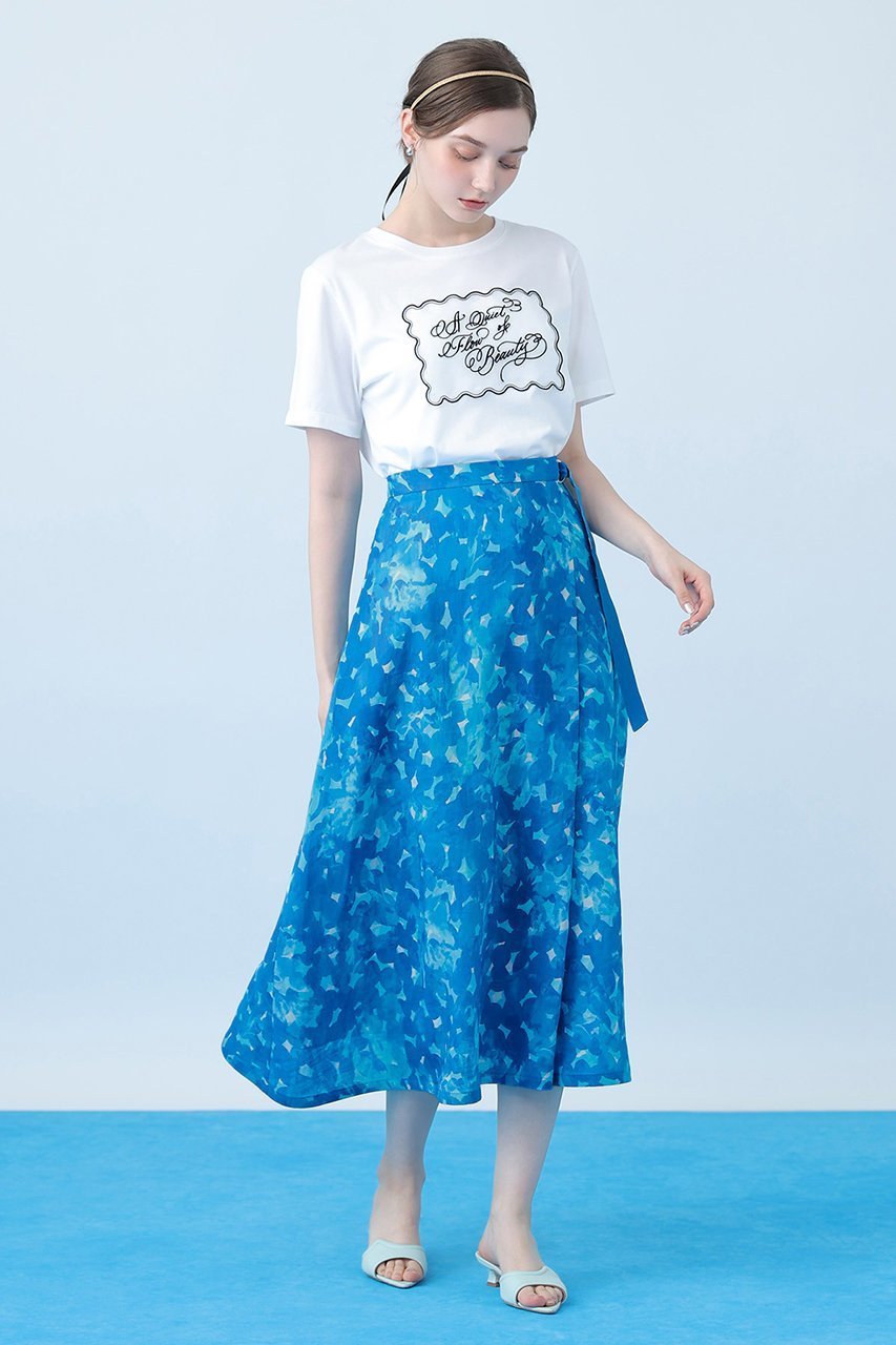 【アナイ/ANAYI】のVeil Blue プリントラップ スカート 大人の最旬トレンドファッション＆コーディネート founy(ファウニー) 　ファッション　Fashion　レディースファッション　Fashion for Women　スカート　Skirts　ロングスカート　Long Skirts / Maxi & Midi Skirts　エレガント 上品　Elegant　グログラン　Grosgrain, Grosgrain Ribbon　コレクション　Collection, Seasonal Line　サマー　Summer, Summer Style　シルバー　Silver, Metallic Silver　プリント　Print, Printed Pattern　ボトム　Bottoms, Lower Wear　モチーフ　Motif, Design Theme　ラップ　Wrap, Wrap Design　リネン　Linen, Linen Fabric　ロング　Long, Long-Length　おすすめ　Recommended / Our Picks　夏　Summer　新作・新入荷　New Arrivals / New In　other-8|ID: prp329100004971180 ipo3291000000037279610