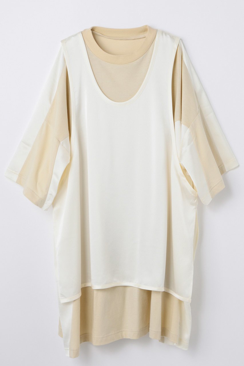 【ナゴンスタンス/nagonstans】のspoty t-shirt インテリア・キッズ・メンズ・レディースファッション・服の通販 founy(ファウニー) 　ファッション　Fashion　レディースファッション　Fashion for Women　トップス・カットソー　Cut & Sew Tops　シャツ・ブラウス・オフィスカジュアル　Elegant Blouses & Button-Ups　ロングTシャツ・Tシャツ　Longline T-Shirts & Tees　カットソー・ベーシックTシャツ　Cut-and-Sewn Tops / Stretch Tees & Basics　サテン　Satin, Glossy Fabric　ショート　Short, Short Length　スポーティ　Sporty, Casual Athletic　スリット　Slit, Slit Detail　スリーブ　Sleeve, Long Sleeve / Short Sleeve　ドッキング　Docking, Mixed Material　ベスト　Vest, Waistcoat　新作・新入荷　New Arrivals / New In　Nude|ID: prp329100004971239 ipo3291000000037279960