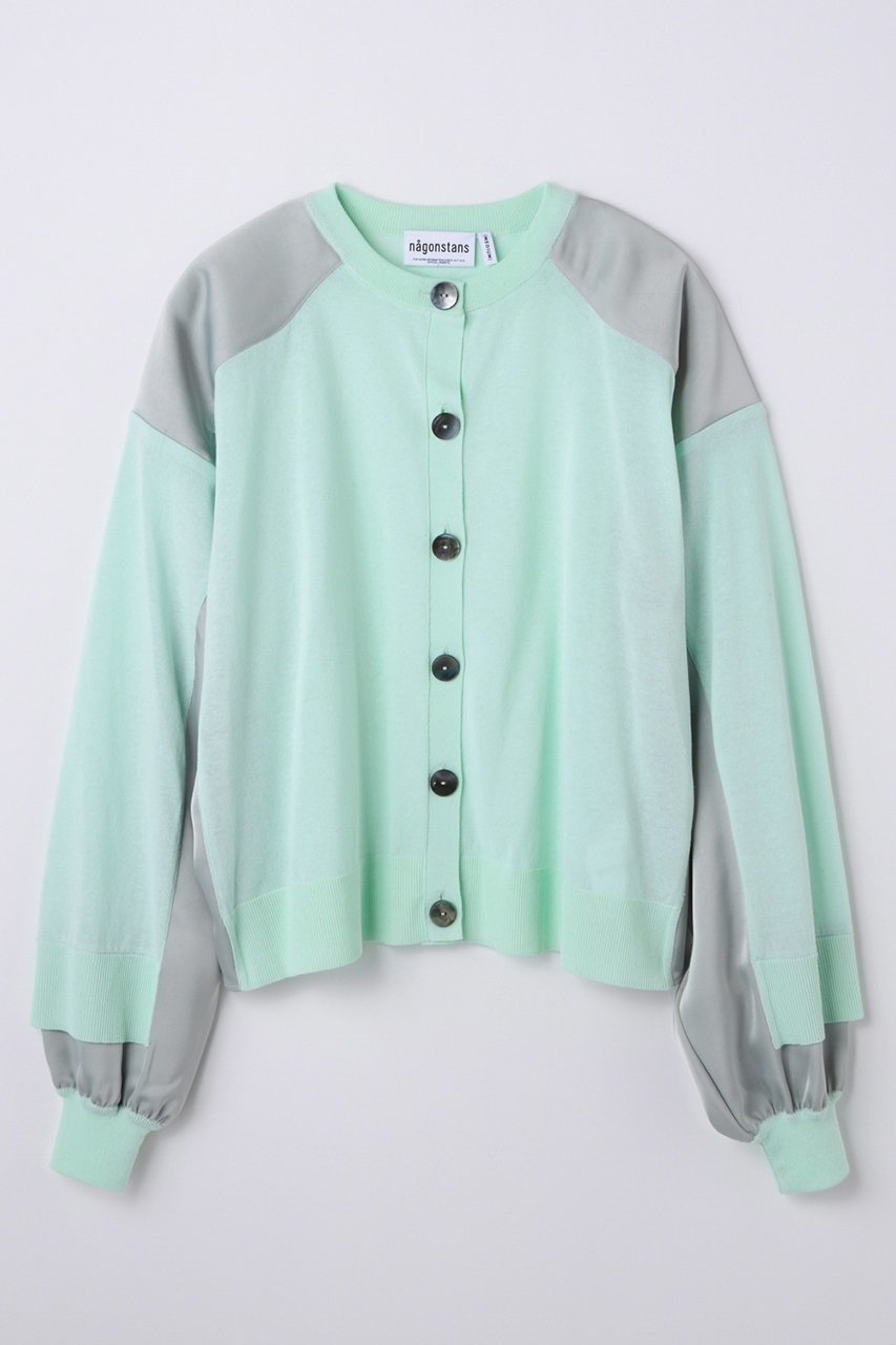 【ナゴンスタンス/nagonstans】のtwo-tone cardigan 大人の最旬トレンドファッション＆コーディネート founy(ファウニー) 　ファッション　Fashion　レディースファッション　Fashion for Women　トップス・カットソー　Cut & Sew Tops　ニット　Knit Tops & Sweaters　カーディガン・羽織り　Layered Style Cardigans　カジュアルプルオーバー・ニットトップス　Pullovers & Knit Tops / Casual Pullovers　カーディガン　Cardigan, Knitwear　サテン　Satin, Glossy Fabric　ミックス　Mix, Mixed Style　リネン　Linen, Linen Fabric　新作・新入荷　New Arrivals / New In　 other-1|ID: prp329100004971244 ipo3291000000037279972