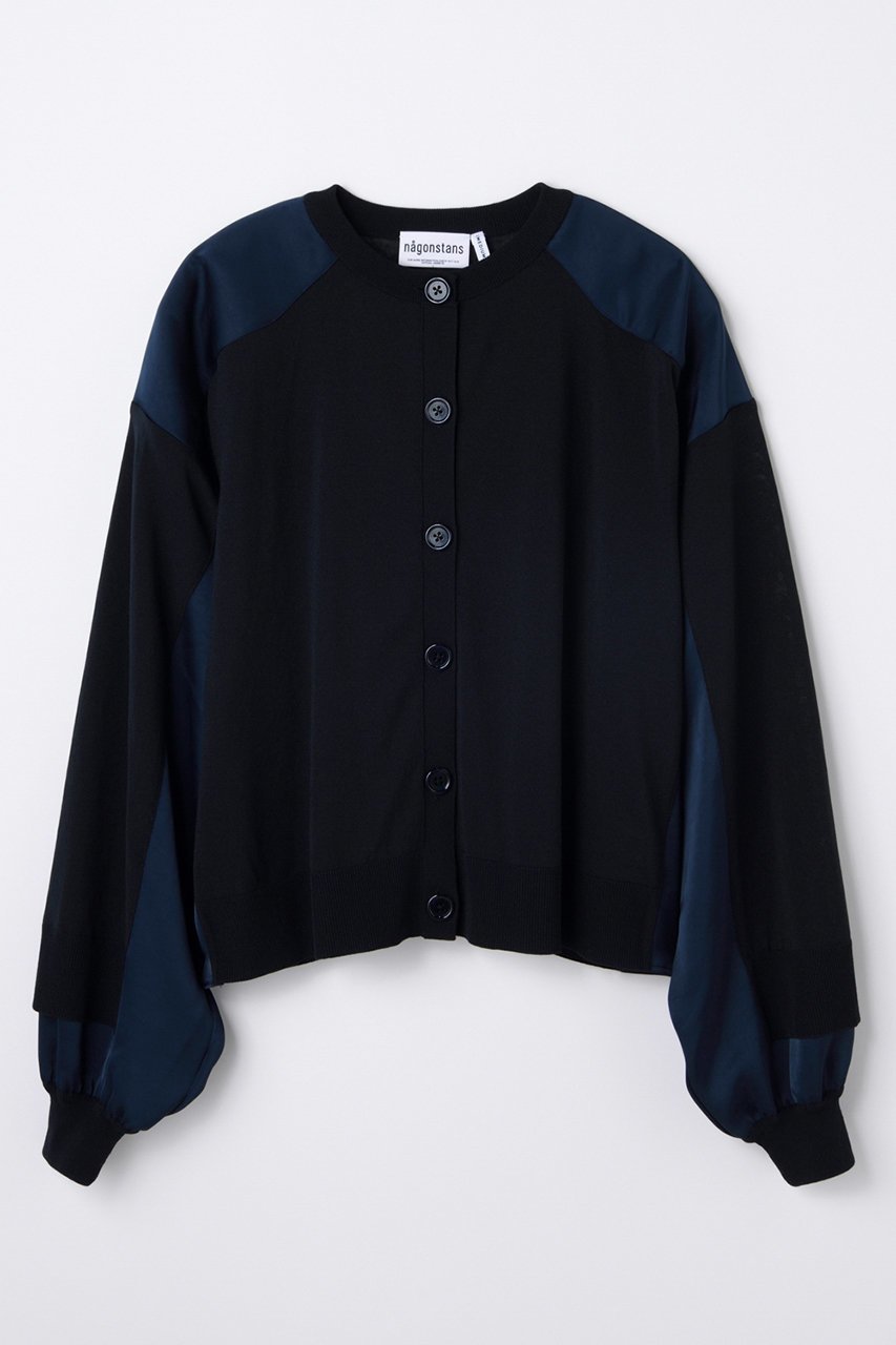 【ナゴンスタンス/nagonstans】のtwo-tone cardigan インテリア・キッズ・メンズ・レディースファッション・服の通販 founy(ファウニー) 　ファッション　Fashion　レディースファッション　Fashion for Women　トップス・カットソー　Cut & Sew Tops　ニット　Knit Tops & Sweaters　カーディガン・羽織り　Layered Style Cardigans　カジュアルプルオーバー・ニットトップス　Pullovers & Knit Tops / Casual Pullovers　カーディガン　Cardigan, Knitwear　サテン　Satin, Glossy Fabric　ミックス　Mix, Mixed Style　リネン　Linen, Linen Fabric　新作・新入荷　New Arrivals / New In　Space|ID: prp329100004971244 ipo3291000000037279977