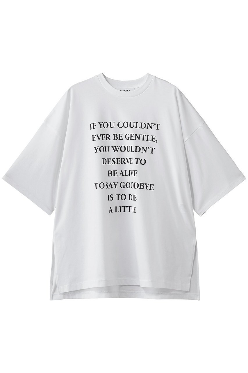 【サクラ/SACRA】のコットンプリントカットソー 大人の最旬トレンドファッション＆コーディネート founy(ファウニー) 　ファッション　Fashion　レディースファッション　Fashion for Women　トップス・カットソー　Cut & Sew Tops　シャツ・ブラウス・オフィスカジュアル　Elegant Blouses & Button-Ups　ロングTシャツ・Tシャツ　Longline T-Shirts & Tees　カットソー・ベーシックTシャツ　Cut-and-Sewn Tops / Stretch Tees & Basics　クール　Cool, Chic　サテン　Satin, Glossy Fabric　ショート　Short, Short Length　シルク　Silk, 100% Silk　スリーブ　Sleeve, Long Sleeve / Short Sleeve　センター　Center, Center Line　ボトム　Bottoms, Lower Wear　マニッシュ　Mannish, Boyish　ワイド　Wide, Wide Fit　新作・新入荷　New Arrivals / New In　 other-1|ID: prp329100004971265 ipo3291000000037280085