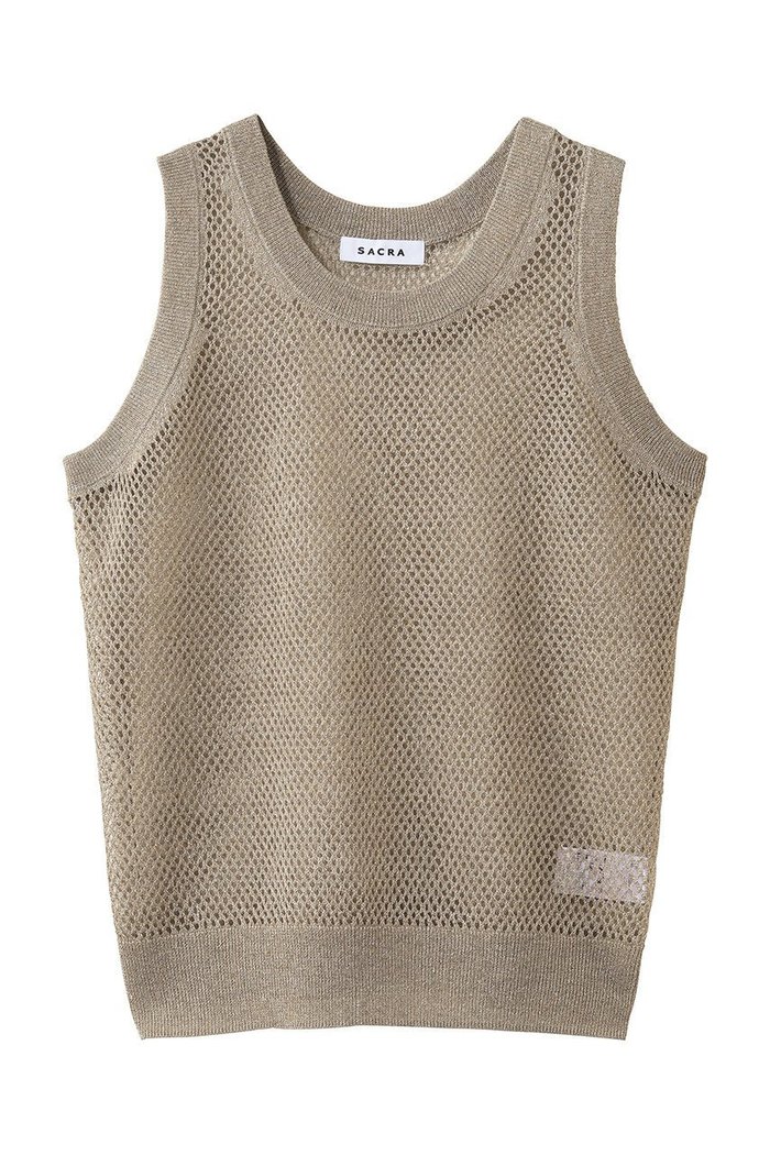 【サクラ/SACRA】のグロッシーリネンオープンワークノースリーブ インテリア・キッズ・メンズ・レディースファッション・服の通販 founy(ファウニー) https://founy.com/ ファッション Fashion レディースファッション Fashion for Women トップス・カットソー Cut & Sew Tops キャミソール&ノースリーブ Camisoles & Sleeveless Tops シャツ・ブラウス・オフィスカジュアル Elegant Blouses & Button-Ups シアー Sheer, See-Through シンプル Simple, Minimal ジャケット Jacket, Outerwear タンク Tank Top, Sleeveless Top ノースリーブ Sleeveless, No-Sleeve マニッシュ Mannish, Boyish メッシュ Mesh, Net Fabric リネン Linen, Linen Fabric 新作・新入荷 New Arrivals / New In |ID: prp329100004971269 ipo3291000000037280112