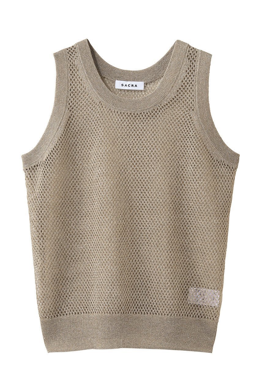 【サクラ/SACRA】のグロッシーリネンオープンワークノースリーブ 大人の最旬トレンドファッション＆コーディネート founy(ファウニー) 　ファッション　Fashion　レディースファッション　Fashion for Women　トップス・カットソー　Cut & Sew Tops　キャミソール&ノースリーブ　Camisoles & Sleeveless Tops　シャツ・ブラウス・オフィスカジュアル　Elegant Blouses & Button-Ups　シアー　Sheer, See-Through　シンプル　Simple, Minimal　ジャケット　Jacket, Outerwear　タンク　Tank Top, Sleeveless Top　ノースリーブ　Sleeveless, No-Sleeve　マニッシュ　Mannish, Boyish　メッシュ　Mesh, Net Fabric　リネン　Linen, Linen Fabric　新作・新入荷　New Arrivals / New In　 other-1|ID: prp329100004971269 ipo3291000000037280112