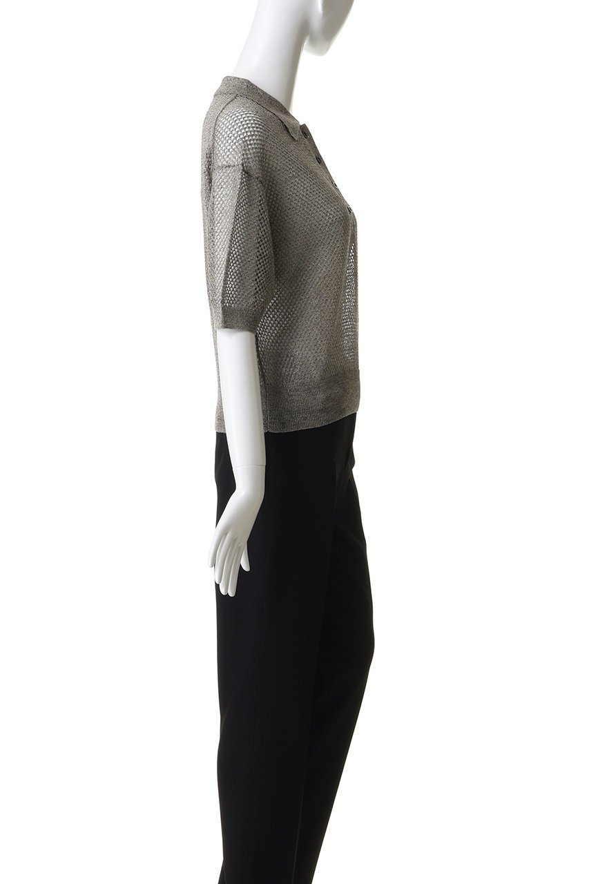 【サクラ/SACRA】のグロッシーリネンオープンワークポロトップス 大人の最旬トレンドファッション＆コーディネート founy(ファウニー) 　ファッション　Fashion　レディースファッション　Fashion for Women　トップス・カットソー　Cut & Sew Tops　シャツ・ブラウス・オフィスカジュアル　Elegant Blouses & Button-Ups　ショート　Short, Short Length　スリーブ　Sleeve, Long Sleeve / Short Sleeve　メッシュ　Mesh, Net Fabric　リネン　Linen, Linen Fabric　夏　Summer　新作・新入荷　New Arrivals / New In　other-3|ID: prp329100004971274 ipo3291000000037280143