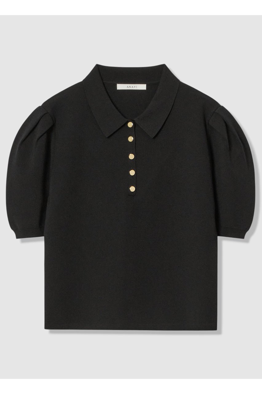 【アナイ/ANAYI】のタックパフポロ プルオーバー インテリア・キッズ・メンズ・レディースファッション・服の通販 founy(ファウニー) 　ファッション　Fashion　レディースファッション　Fashion for Women　トップス・カットソー　Cut & Sew Tops　ニット　Knit Tops & Sweaters　カジュアルプルオーバー・ニットトップス　Pullovers & Knit Tops / Casual Pullovers　コレクション　Collection, Seasonal Line　サマー　Summer, Summer Style　ツイスト　Tweed, Tweed Fabric　おすすめ　Recommended / Our Picks　夏　Summer　新作・新入荷　New Arrivals / New In　ブラック|ID: prp329100004971307 ipo3291000000037280325