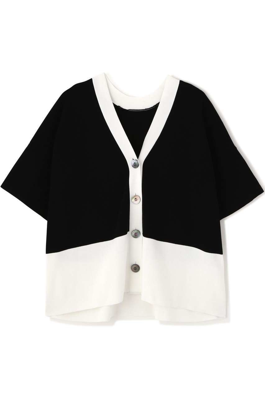 【アドーア/ADORE】のバイカラーカーデ インテリア・キッズ・メンズ・レディースファッション・服の通販 founy(ファウニー) 　ファッション　Fashion　レディースファッション　Fashion for Women　トップス・カットソー　Cut & Sew Tops　ニット　Knit Tops & Sweaters　カーディガン・羽織り　Layered Style Cardigans　カーディガン　Cardigan, Knitwear　シンプル　Simple, Minimal　ブラック|ID: prp329100004971489 ipo3291000000037281387