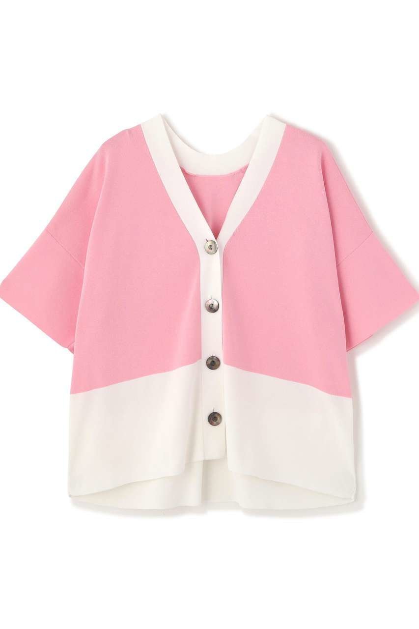 【アドーア/ADORE】のバイカラーカーデ インテリア・キッズ・メンズ・レディースファッション・服の通販 founy(ファウニー) 　ファッション　Fashion　レディースファッション　Fashion for Women　トップス・カットソー　Cut & Sew Tops　ニット　Knit Tops & Sweaters　カーディガン・羽織り　Layered Style Cardigans　カーディガン　Cardigan, Knitwear　シンプル　Simple, Minimal　ピンク|ID: prp329100004971489 ipo3291000000037281390