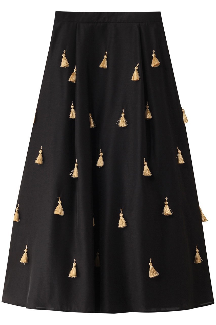【ヒューエルミュージアム/hueLe Museum】の【STUMBLY】Sheer Organdy Tassel Skirt インテリア・キッズ・メンズ・レディースファッション・服の通販 founy(ファウニー) 　ファッション　Fashion　レディースファッション　Fashion for Women　スカート　Skirts　ロングスカート　Long Skirts / Maxi & Midi Skirts　オーガンジー　Organza Fabric　クラシカル　Classical, Vintage-Inspired　シアー　Sheer, See-Through　シンプル　Simple, Minimal　タッセル　Tassel, Fringe　ロング　Long, Long-Length　ブラック|ID: prp329100004971505 ipo3291000000037281462