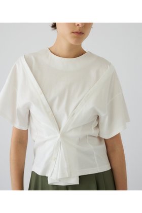 【リムアーク/RIM.ARK】 【5/6 10:00販売開始】Refined 2way cut tops/プルオーバー大人の最旬トレンドファッション＆コーディネート founy(ファウニー) ファッション Fashion レディースファッション Fashion for Women トップス・カットソー Cut & Sew Tops シャツ・ブラウス・オフィスカジュアル Elegant Blouses & Button-Ups カジュアルプルオーバー・ニットトップス Pullovers & Knit Tops / Casual Pullovers ショート Short, Short Length シルク Silk, 100% Silk スリーブ Sleeve, Long Sleeve / Short Sleeve スーピマ Supima, Premium Cotton デニム Denim, Jeans Material フロント Front, Front Design リラックス Relax, Relaxed Fit ルーズ Loose, Oversized |ID:prp329100004981435