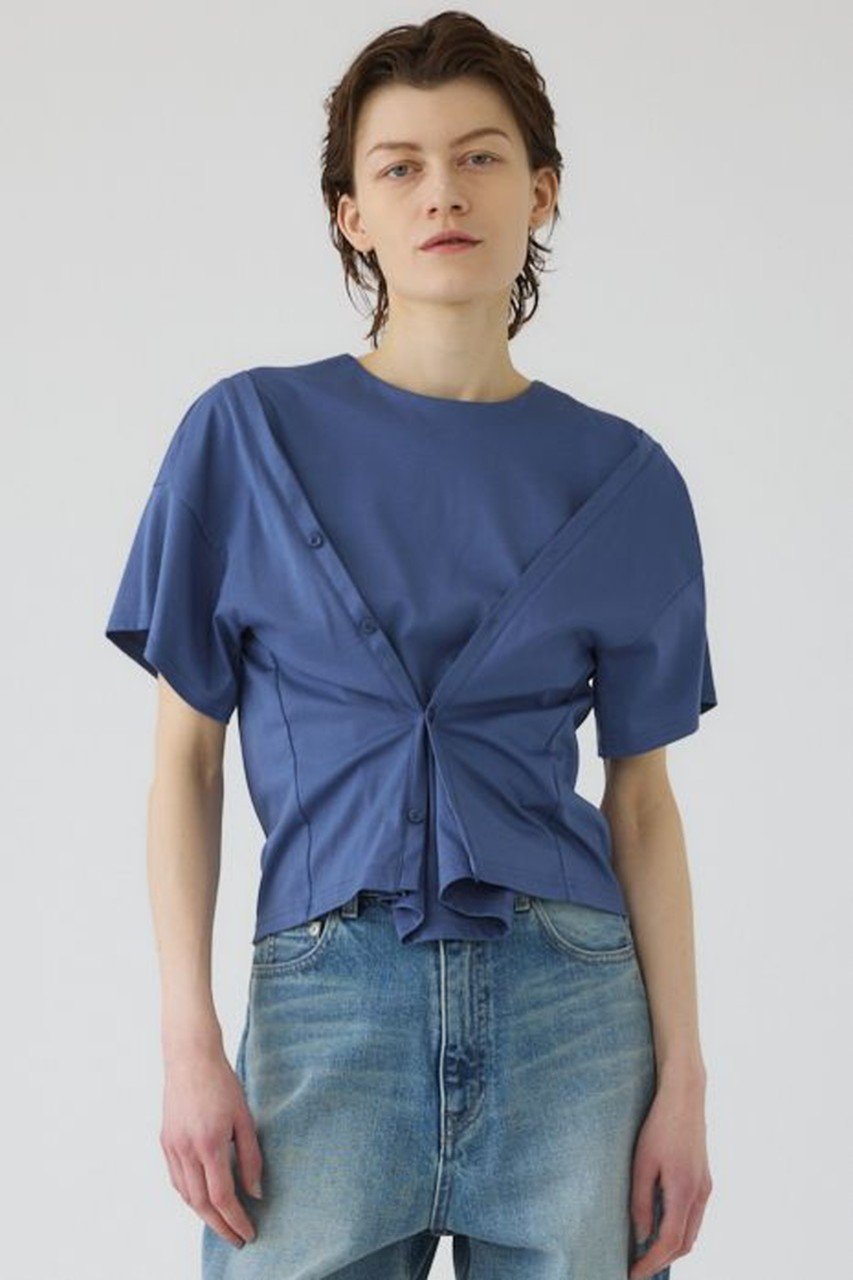【リムアーク/RIM.ARK】の【5/6 10:00販売開始】Refined 2way cut tops/プルオーバー インテリア・キッズ・メンズ・レディースファッション・服の通販 founy(ファウニー) 　ファッション　Fashion　レディースファッション　Fashion for Women　トップス・カットソー　Cut & Sew Tops　シャツ・ブラウス・オフィスカジュアル　Elegant Blouses & Button-Ups　カジュアルプルオーバー・ニットトップス　Pullovers & Knit Tops / Casual Pullovers　ショート　Short, Short Length　シルク　Silk, 100% Silk　スリーブ　Sleeve, Long Sleeve / Short Sleeve　スーピマ　Supima, Premium Cotton　デニム　Denim, Jeans Material　フロント　Front, Front Design　リラックス　Relax, Relaxed Fit　ルーズ　Loose, Oversized　ブルー|ID: prp329100004981435 ipo3291000000037322407