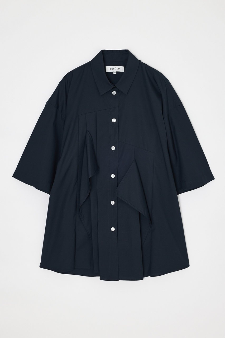 【エンフォルド/ENFOLD】の【5/13 12:00販売開始】TUCK COLLAGE SHIRT インテリア・キッズ・メンズ・レディースファッション・服の通販 founy(ファウニー) 　ファッション　Fashion　レディースファッション　Fashion for Women　トップス・カットソー　Cut & Sew Tops　シャツ・ブラウス・オフィスカジュアル　Elegant Blouses & Button-Ups　なめらか　Smooth, Silky Texture　ショート　Short, Short Length　スリーブ　Sleeve, Long Sleeve / Short Sleeve　ワイド　Wide, Wide Fit　新作・新入荷　New Arrivals / New In　ダークネイビー|ID: prp329100004982803 ipo3291000000037328384