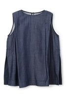 【アンクレイヴ/uncrave】のリヨセルデニム ノースリーブブラウス 大人の最旬トレンドファッション＆コーディネート founy(ファウニー) ファッション Fashion レディースファッション Fashion for Women トップス・カットソー Cut & Sew Tops キャミソール&ノースリーブ Camisoles & Sleeveless Tops シャツ・ブラウス・オフィスカジュアル Elegant Blouses & Button-Ups おすすめ Recommended / Our Picks なめらか Smooth, Silky Texture セットアップ Set-Up, Coordinated Outfit ドレープ Drape, Draping Fabric ノースリーブ Sleeveless, No-Sleeve ワイド Wide, Wide Fit エレガント 上品 Elegant 夏 Summer 新作・新入荷 New Arrivals / New In |ID:prp329100004982817