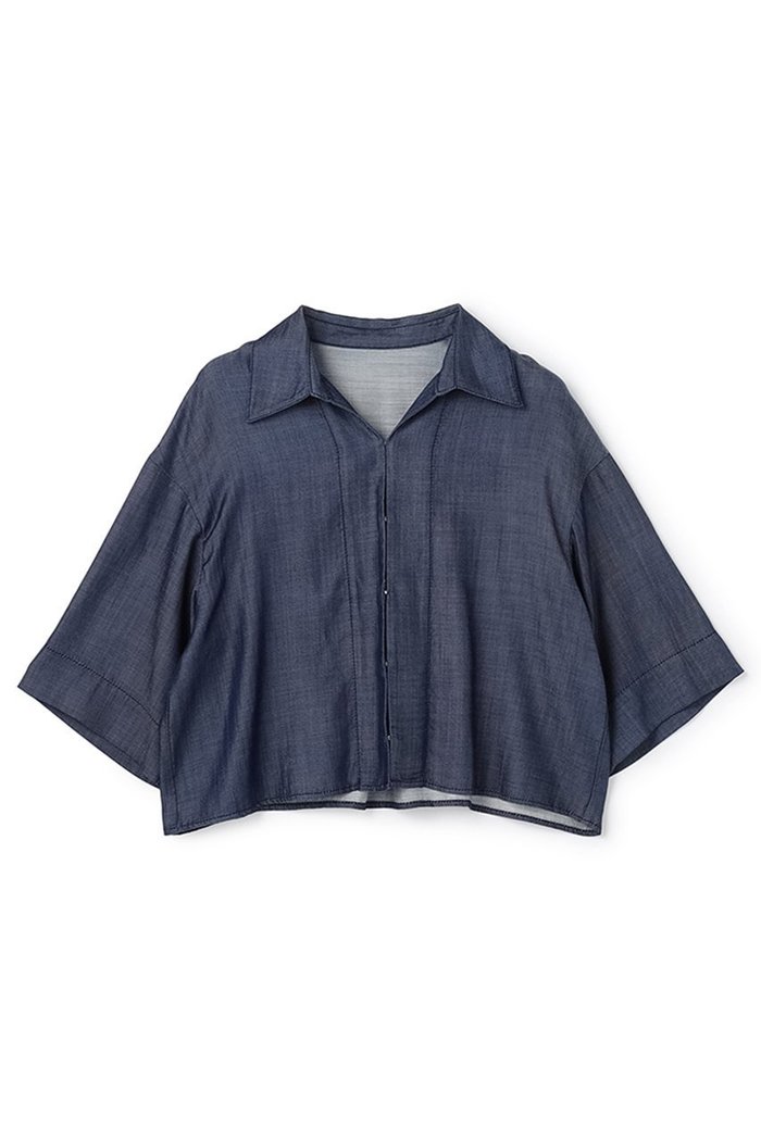 【アンクレイヴ/uncrave】のリヨセルデニム シャツ インテリア・キッズ・メンズ・レディースファッション・服の通販 founy(ファウニー) https://founy.com/ ファッション Fashion レディースファッション Fashion for Women トップス・カットソー Cut & Sew Tops シャツ・ブラウス・オフィスカジュアル Elegant Blouses & Button-Ups なめらか Smooth, Silky Texture ショート Short, Short Length スリーブ Sleeve, Long Sleeve / Short Sleeve デニム Denim, Jeans Material ドレープ Drape, Draping Fabric エレガント 上品 Elegant 新作・新入荷 New Arrivals / New In |ID: prp329100004982818 ipo3291000000037328463