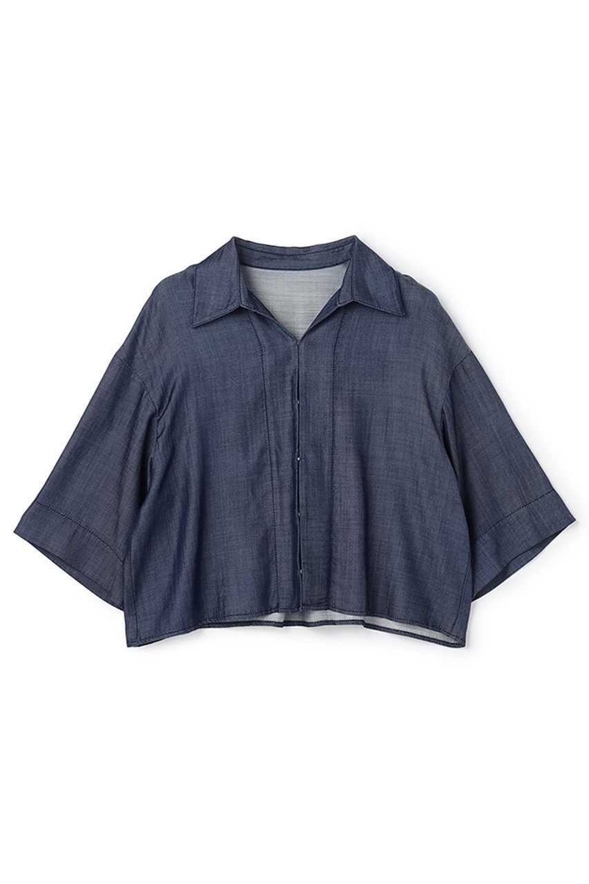 【アンクレイヴ/uncrave】のリヨセルデニム シャツ 大人の最旬トレンドファッション＆コーディネート founy(ファウニー) 　ファッション　Fashion　レディースファッション　Fashion for Women　トップス・カットソー　Cut & Sew Tops　シャツ・ブラウス・オフィスカジュアル　Elegant Blouses & Button-Ups　なめらか　Smooth, Silky Texture　ショート　Short, Short Length　スリーブ　Sleeve, Long Sleeve / Short Sleeve　デニム　Denim, Jeans Material　ドレープ　Drape, Draping Fabric　エレガント 上品　Elegant　新作・新入荷　New Arrivals / New In　 other-1|ID: prp329100004982818 ipo3291000000037328463