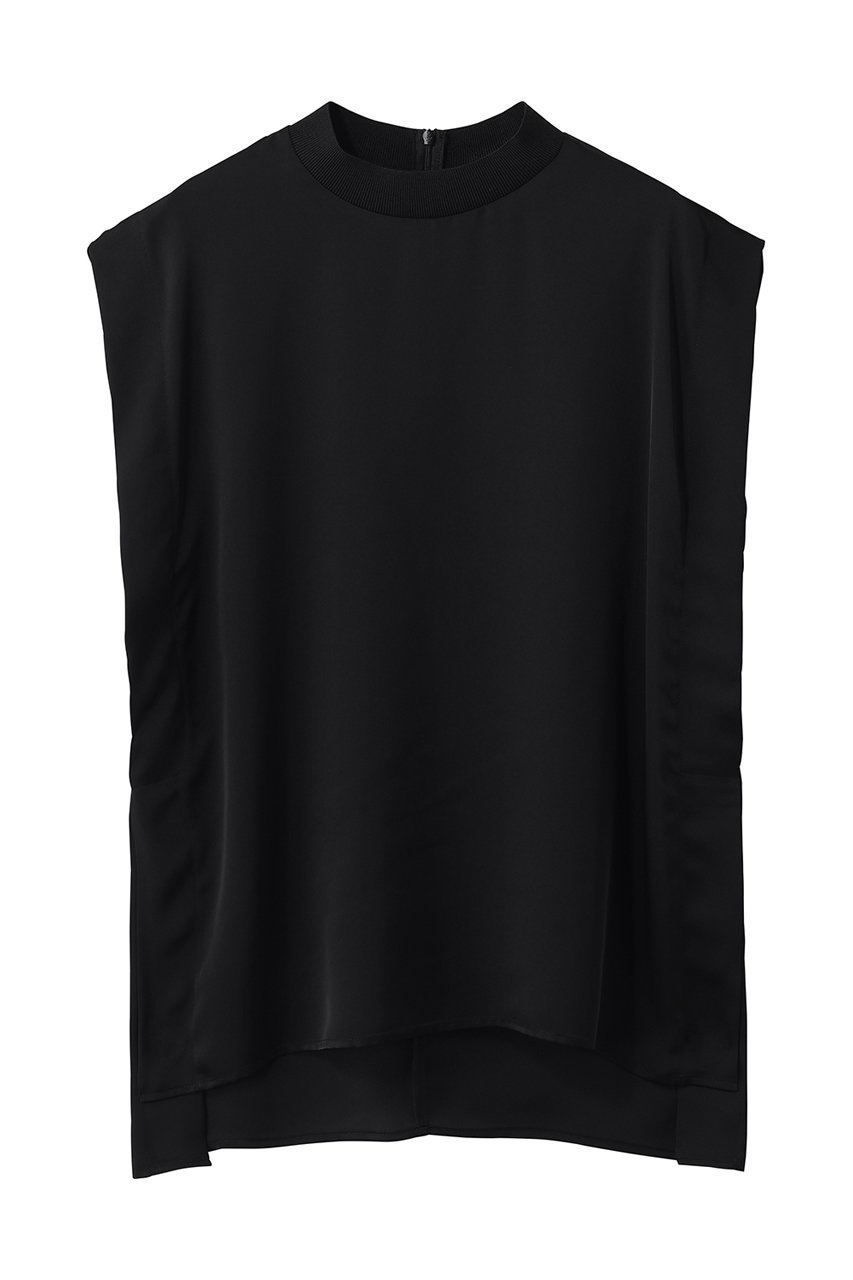 【アンクレイヴ/uncrave】のライトダブルサテン タックブラウス インテリア・キッズ・メンズ・レディースファッション・服の通販 founy(ファウニー) 　ファッション　Fashion　レディースファッション　Fashion for Women　トップス・カットソー　Cut & Sew Tops　キャミソール&ノースリーブ　Camisoles & Sleeveless Tops　シャツ・ブラウス・オフィスカジュアル　Elegant Blouses & Button-Ups　サテン　Satin, Glossy Fabric　シルク　Silk, 100% Silk　スリット　Slit, Slit Detail　スリーブ　Sleeve, Long Sleeve / Short Sleeve　とろみ　Fluid, Flowy Fabric　ダブル　Double, Double-Breasted　ノースリーブ　Sleeveless, No-Sleeve　バランス　Balance, Style Balance　ラグジュアリー　Luxury, Elegant　エレガント 上品　Elegant　新作・新入荷　New Arrivals / New In　ブラック|ID: prp329100004982823 ipo3291000000037328499