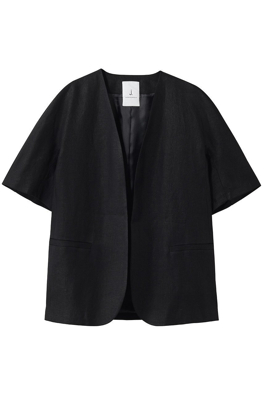 【ジェイドット/j.】のオックスリネン ハーフスリーブジャケット インテリア・キッズ・メンズ・レディースファッション・服の通販 founy(ファウニー) 　ファッション　Fashion　レディースファッション　Fashion for Women　アウター　Coat / Outerwear Collection　レディースジャケット・軽アウター　Jackets　オケージョン　Occasion Wear　シンプル　Simple, Minimal　ジャケット　Jacket, Outerwear　ラグジュアリー　Luxury, Elegant　夏　Summer　新作・新入荷　New Arrivals / New In　ブラック|ID: prp329100004984026 ipo3291000000037336175