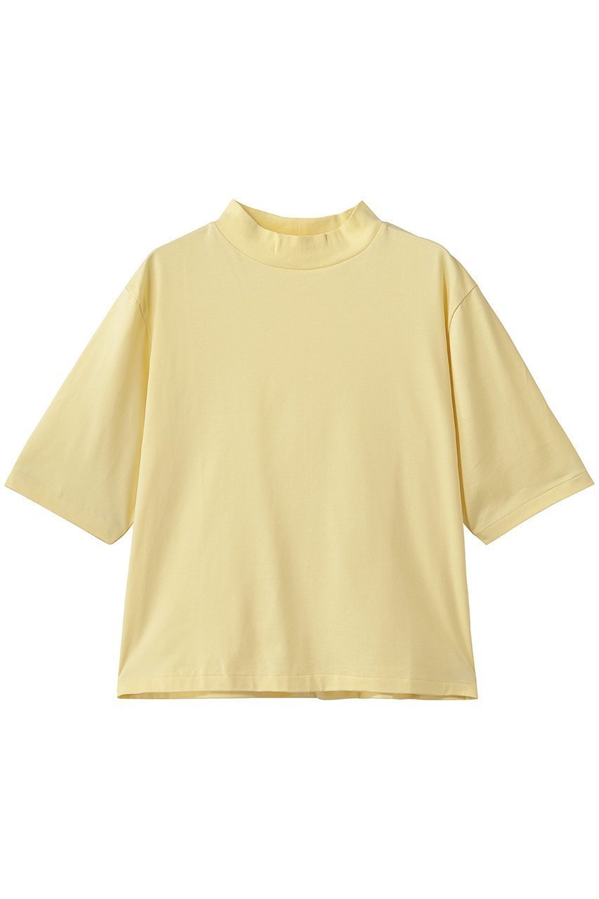 【スリー ドッツ/three dots】のスビン28 ジャージー モックネックTシャツ インテリア・キッズ・メンズ・レディースファッション・服の通販 founy(ファウニー) 　ファッション　Fashion　レディースファッション　Fashion for Women　トップス・カットソー　Cut & Sew Tops　シャツ・ブラウス・オフィスカジュアル　Elegant Blouses & Button-Ups　ロングTシャツ・Tシャツ　Longline T-Shirts & Tees　カットソー・ベーシックTシャツ　Cut-and-Sewn Tops / Stretch Tees & Basics　なめらか　Smooth, Silky Texture　ショート　Short, Short Length　シルケット　Silket, Silky Cotton　スリーブ　Sleeve, Long Sleeve / Short Sleeve　モックネック　Mock Neck, Short Turtleneck　新作・新入荷　New Arrivals / New In　レモン|ID: prp329100004984029 ipo3291000000037336203