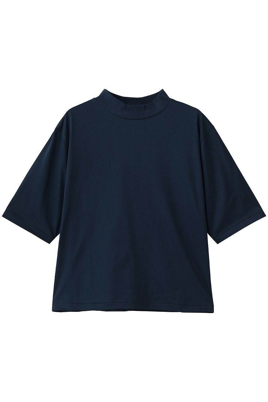 【スリー ドッツ/three dots】のスビン28 ジャージー モックネックTシャツ インテリア・キッズ・メンズ・レディースファッション・服の通販 founy(ファウニー) 　ファッション　Fashion　レディースファッション　Fashion for Women　トップス・カットソー　Cut & Sew Tops　シャツ・ブラウス・オフィスカジュアル　Elegant Blouses & Button-Ups　ロングTシャツ・Tシャツ　Longline T-Shirts & Tees　カットソー・ベーシックTシャツ　Cut-and-Sewn Tops / Stretch Tees & Basics　なめらか　Smooth, Silky Texture　ショート　Short, Short Length　シルケット　Silket, Silky Cotton　スリーブ　Sleeve, Long Sleeve / Short Sleeve　モックネック　Mock Neck, Short Turtleneck　新作・新入荷　New Arrivals / New In　ミッドナイトブルー|ID: prp329100004984029 ipo3291000000037336204