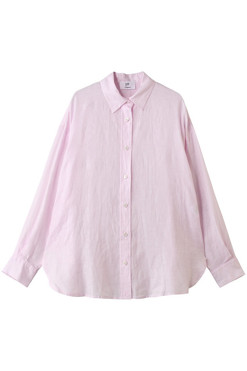 【プルミエ アロンディスモン/1er Arrondissement】の60リネンシャツ インテリア・キッズ・メンズ・レディースファッション・服の通販 founy(ファウニー) 　ファッション　Fashion　レディースファッション　Fashion for Women　トップス・カットソー　Cut & Sew Tops　シャツ・ブラウス・オフィスカジュアル　Elegant Blouses & Button-Ups　カシュクール　Wrap Design　スリーブ　Sleeve, Long Sleeve / Short Sleeve　リネン　Linen, Linen Fabric　ロング　Long, Long-Length　夏　Summer　新作・新入荷　New Arrivals / New In　ピンク|ID: prp329100004984035 ipo3291000000037336252