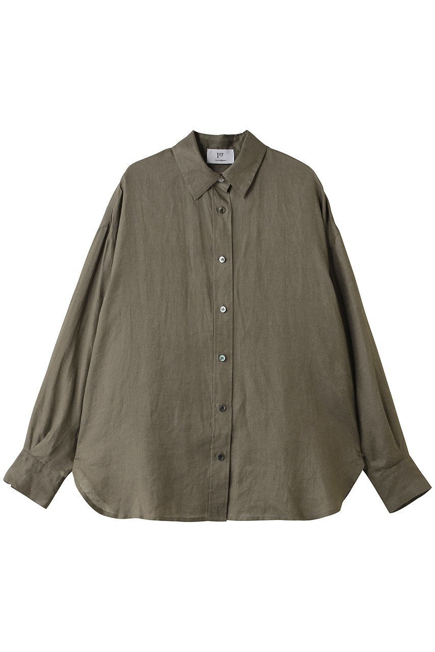 【プルミエ アロンディスモン/1er Arrondissement】の60リネンシャツ インテリア・キッズ・メンズ・レディースファッション・服の通販 founy(ファウニー) 　ファッション　Fashion　レディースファッション　Fashion for Women　トップス・カットソー　Cut & Sew Tops　シャツ・ブラウス・オフィスカジュアル　Elegant Blouses & Button-Ups　カシュクール　Wrap Design　スリーブ　Sleeve, Long Sleeve / Short Sleeve　リネン　Linen, Linen Fabric　ロング　Long, Long-Length　夏　Summer　新作・新入荷　New Arrivals / New In　カーキ|ID: prp329100004984035 ipo3291000000037336253