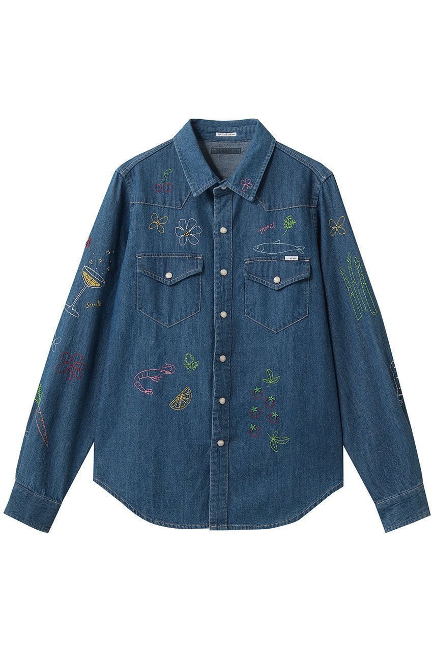 【マザー/MOTHER】のALL MY EXES 刺しゅうデニムシャツ (RVR) インテリア・キッズ・メンズ・レディースファッション・服の通販 founy(ファウニー) 　ファッション　Fashion　レディースファッション　Fashion for Women　トップス・カットソー　Cut & Sew Tops　シャツ・ブラウス・オフィスカジュアル　Elegant Blouses & Button-Ups　カラフル　Colorful Design　スリーブ　Sleeve, Long Sleeve / Short Sleeve　デニム　Denim, Jeans Material　ロング　Long, Long-Length　羽織　Haori, Light Jacket　ブルー|ID: prp329100004984045 ipo3291000000037336327