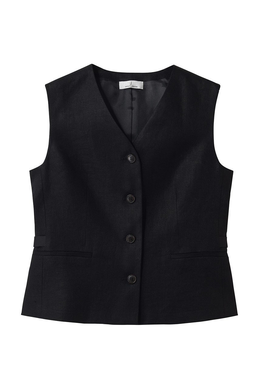 【ジェイドット/j.】のオックスリネン ボタンベスト インテリア・キッズ・メンズ・レディースファッション・服の通販 founy(ファウニー) 　ファッション　Fashion　レディースファッション　Fashion for Women　アウター　Coat / Outerwear Collection　レディースジャケット・軽アウター　Jackets　エレガント 上品　Elegant　コンパクト　Compact, Small Size　ジャケット　Jacket, Outerwear　バランス　Balance, Style Balance　フォルム　Silhouette, Form　ベスト　Vest, Waistcoat　マニッシュ　Mannish, Boyish　ラグジュアリー　Luxury, Elegant　リネン　Linen, Linen Fabric　新作・新入荷　New Arrivals / New In　ブラック|ID: prp329100004984066 ipo3291000000037336514