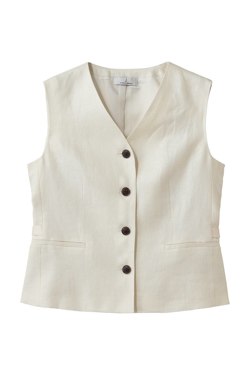 【ジェイドット/j.】のオックスリネン ボタンベスト インテリア・キッズ・メンズ・レディースファッション・服の通販 founy(ファウニー) 　ファッション　Fashion　レディースファッション　Fashion for Women　アウター　Coat / Outerwear Collection　レディースジャケット・軽アウター　Jackets　エレガント 上品　Elegant　コンパクト　Compact, Small Size　ジャケット　Jacket, Outerwear　バランス　Balance, Style Balance　フォルム　Silhouette, Form　ベスト　Vest, Waistcoat　マニッシュ　Mannish, Boyish　ラグジュアリー　Luxury, Elegant　リネン　Linen, Linen Fabric　新作・新入荷　New Arrivals / New In　アイボリー|ID: prp329100004984066 ipo3291000000037336516
