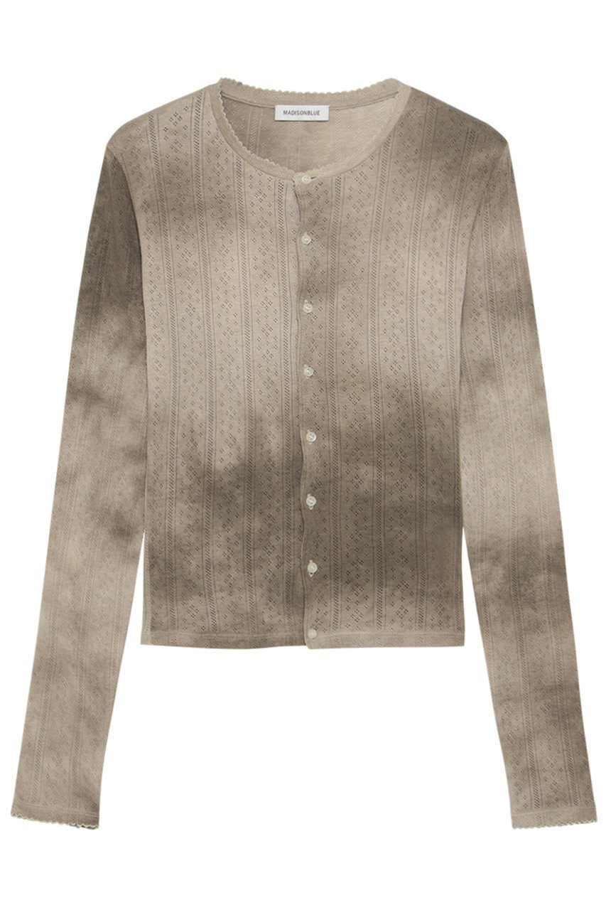 【マディソンブルー/MADISONBLUE】のEMBROIDERED COLLAR CARDIGAN TIE-DYE タイダイカーディガン インテリア・キッズ・メンズ・レディースファッション・服の通販 founy(ファウニー) 　ファッション　Fashion　レディースファッション　Fashion for Women　トップス・カットソー　Cut & Sew Tops　カーディガン・羽織り　Layered Style Cardigans　シャツ・ブラウス・オフィスカジュアル　Elegant Blouses & Button-Ups　ロングTシャツ・Tシャツ　Longline T-Shirts & Tees　カットソー・ベーシックTシャツ　Cut-and-Sewn Tops / Stretch Tees & Basics　カーディガン　Cardigan, Knitwear　ガーリー　Girly, Feminine Style　コンパクト　Compact, Small Size　パターン　Pattern, Design Print　フィット　Fit, Slim Fit　メッシュ　Mesh, Net Fabric　新作・新入荷　New Arrivals / New In　モカ|ID: prp329100004984067 ipo3291000000037336534