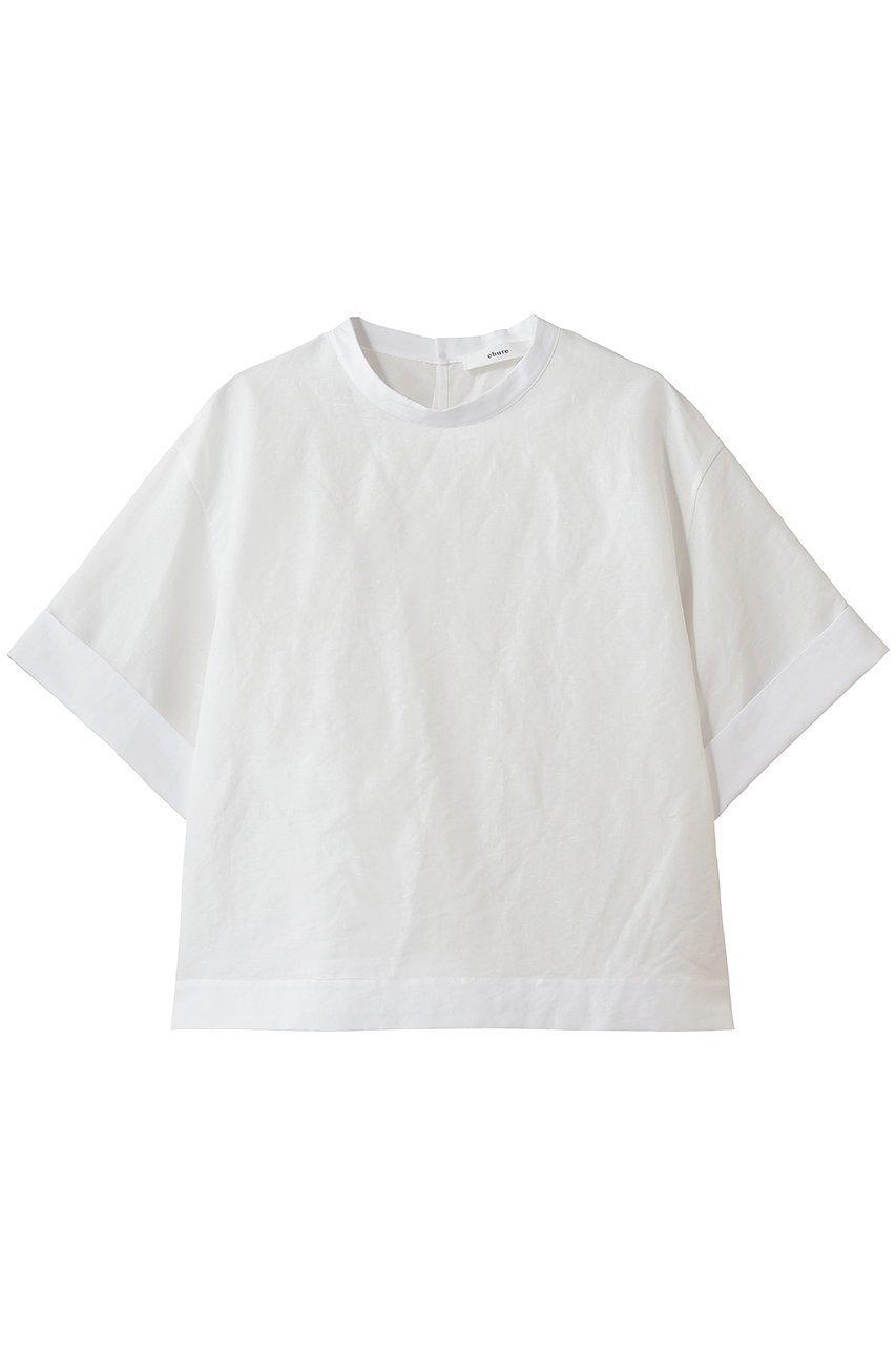 【エブール/ebure】の【5/15 0:00販売開始】リネンコットンタイプライター ショートTブラウス 大人の最旬トレンドファッション＆コーディネート founy(ファウニー) 　ファッション　Fashion　レディースファッション　Fashion for Women　トップス・カットソー　Cut & Sew Tops　シャツ・ブラウス・オフィスカジュアル　Elegant Blouses & Button-Ups　なめらか　Smooth, Silky Texture　ショート　Short, Short Length　スリーブ　Sleeve, Long Sleeve / Short Sleeve　タイプライター　Typewriter Fabric, Crisp Cotton　デニム　Denim, Jeans Material　フォルム　Silhouette, Form　ボトム　Bottoms, Lower Wear　リネン　Linen, Linen Fabric　 other-1|ID: prp329100004985268 ipo3291000000037343247