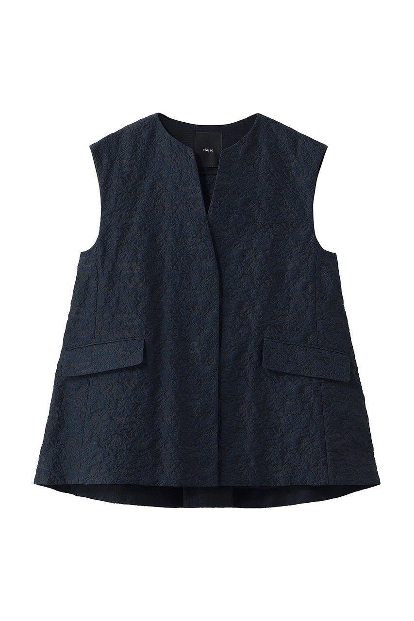 【エブール/ebure】の【5/15 0:00販売開始】コットンフラワージャカード ジレ インテリア・キッズ・メンズ・レディースファッション・服の通販 founy(ファウニー) 　ファッション　Fashion　レディースファッション　Fashion for Women　アウター　Coat / Outerwear Collection　レディースジャケット・軽アウター　Jackets　イタリア　Italy　シンプル　Simple, Minimal　ジャカード／ジャガード　Jacquard, Woven Pattern　ジャケット　Jacket, Outerwear　セットアップ　Set-Up, Coordinated Outfit　デニム　Denim, Jeans Material　バランス　Balance, Style Balance　ベスト　Vest, Waistcoat　ベーシック　Basic, Essential　ネイビー|ID: prp329100004985271 ipo3291000000037343270