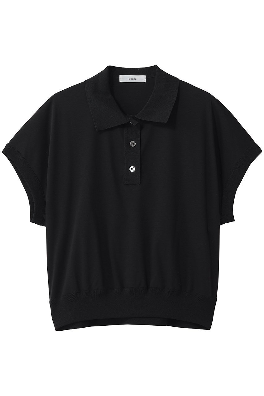 【エブール/ebure】の【5/15 0:00販売開始】ニットコンビスムース ポロカラーカットソー インテリア・キッズ・メンズ・レディースファッション・服の通販 founy(ファウニー) 　ファッション　Fashion　レディースファッション　Fashion for Women　トップス・カットソー　Cut & Sew Tops　ニット　Knit Tops & Sweaters　シャツ・ブラウス・オフィスカジュアル　Elegant Blouses & Button-Ups　ロングTシャツ・Tシャツ　Longline T-Shirts & Tees　カットソー・ベーシックTシャツ　Cut-and-Sewn Tops / Stretch Tees & Basics　おすすめ　Recommended / Our Picks　カットソー　Cut and Sewn Top　コンパクト　Compact, Small Size　ショート　Short, Short Length　スリーブ　Sleeve, Long Sleeve / Short Sleeve　ドレープ　Drape, Draping Fabric　ファブリック　Fabric, Textile　フィット　Fit, Slim Fit　今季　This Season, Current Season　ブラック|ID: prp329100004985272 ipo3291000000037343280
