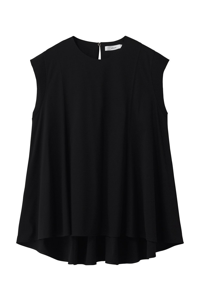 【エブール/ebure】の【5/15 0:00販売開始】ニットコンビスムース フレアカットソー インテリア・キッズ・メンズ・レディースファッション・服の通販 founy(ファウニー) 　ファッション　Fashion　レディースファッション　Fashion for Women　トップス・カットソー　Cut & Sew Tops　ニット　Knit Tops & Sweaters　キャミソール&ノースリーブ　Camisoles & Sleeveless Tops　シャツ・ブラウス・オフィスカジュアル　Elegant Blouses & Button-Ups　ロングTシャツ・Tシャツ　Longline T-Shirts & Tees　カットソー・ベーシックTシャツ　Cut-and-Sewn Tops / Stretch Tees & Basics　カットソー　Cut and Sewn Top　キャミソール　Camisole, Spaghetti Strap Top　タンク　Tank Top, Sleeveless Top　ドレープ　Drape, Draping Fabric　フォルム　Silhouette, Form　フレア　Flare, Flared　モダン　Modern, Contemporary　ブラック|ID: prp329100004985273 ipo3291000000037343288