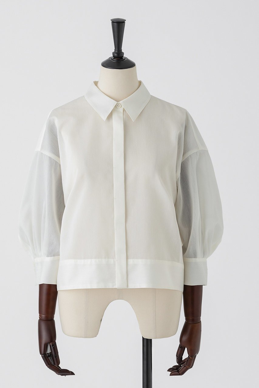 【オーヴィル/EAUVIRE】のバックボリュームシャツ インテリア・キッズ・メンズ・レディースファッション・服の通販 founy(ファウニー) 　ファッション　Fashion　レディースファッション　Fashion for Women　トップス・カットソー　Cut & Sew Tops　シャツ・ブラウス・オフィスカジュアル　Elegant Blouses & Button-Ups　バッグ　Bags　ストライプ　Stripe, Striped Pattern　スリーブ　Sleeve, Long Sleeve / Short Sleeve　バランス　Balance, Style Balance　フォルム　Silhouette, Form　ロング　Long, Long-Length　新作・新入荷　New Arrivals / New In　日本製　Made In Japan　羽織　Haori, Light Jacket　ホワイト|ID: prp329100004985293 ipo3291000000037343436