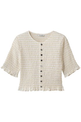 【クラネ/CLANE】のSHIRRING HALF SLEEVE BLOUSE 大人の最旬トレンドファッション＆コーディネート founy(ファウニー) ファッション Fashion レディースファッション Fashion for Women トップス・カットソー Cut & Sew Tops シャツ・ブラウス・オフィスカジュアル Elegant Blouses & Button-Ups おすすめ Recommended / Our Picks クロップド Cropped, Short Length シャーリング Shirring, Ruched ショート Short, Short Length スリーブ Sleeve, Long Sleeve / Short Sleeve フィット Fit, Slim Fit フリル Frill, Ruffle 新作・新入荷 New Arrivals / New In 羽織 Haori, Light Jacket |ID:prp329100004985299