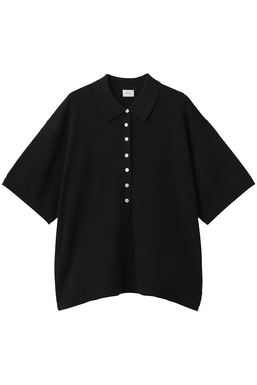 【マノフ/MANOF】のLOOSE POLO KNIT インテリア・キッズ・メンズ・レディースファッション・服の通販 founy(ファウニー) 　ファッション　Fashion　レディースファッション　Fashion for Women　トップス・カットソー　Cut & Sew Tops　ニット　Knit Tops & Sweaters　カジュアルプルオーバー・ニットトップス　Pullovers & Knit Tops / Casual Pullovers　おすすめ　Recommended / Our Picks　モダン　Modern, Contemporary　リラックス　Relax, Relaxed Fit　エレガント 上品　Elegant　夏　Summer　新作・新入荷　New Arrivals / New In　BLACK|ID: prp329100004985301 ipo3291000000037343493