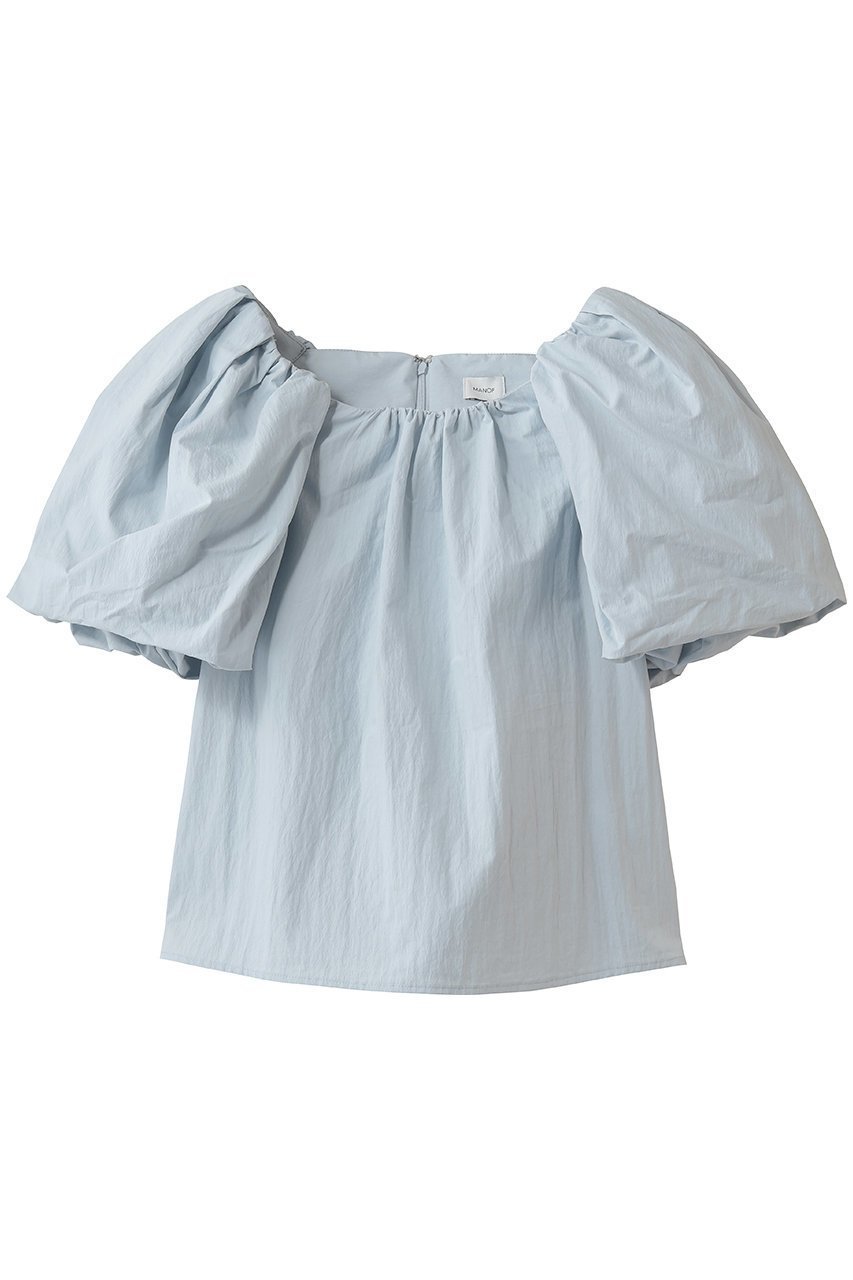 【マノフ/MANOF】のBALLON SLEEVE BLOUSE インテリア・キッズ・メンズ・レディースファッション・服の通販 founy(ファウニー) 　ファッション　Fashion　レディースファッション　Fashion for Women　トップス・カットソー　Cut & Sew Tops　シャツ・ブラウス・オフィスカジュアル　Elegant Blouses & Button-Ups　おすすめ　Recommended / Our Picks　ショート　Short, Short Length　スリーブ　Sleeve, Long Sleeve / Short Sleeve　バルーン　Balloon, Balloon Silhouette　フェミニン　Feminine, Girly　新作・新入荷　New Arrivals / New In　LIGHT BLUE|ID: prp329100004985303 ipo3291000000037343509
