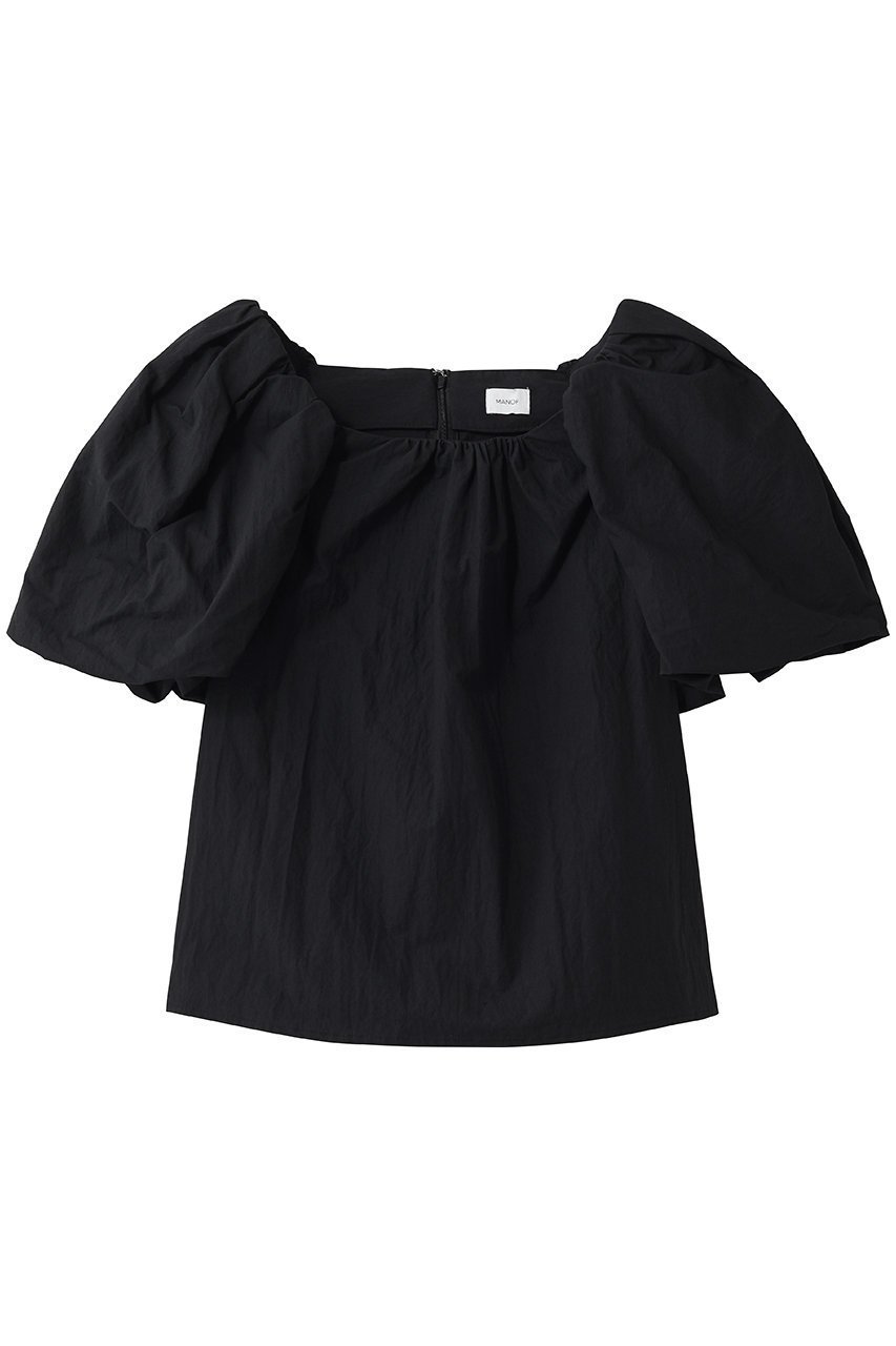 【マノフ/MANOF】のBALLON SLEEVE BLOUSE インテリア・キッズ・メンズ・レディースファッション・服の通販 founy(ファウニー) 　ファッション　Fashion　レディースファッション　Fashion for Women　トップス・カットソー　Cut & Sew Tops　シャツ・ブラウス・オフィスカジュアル　Elegant Blouses & Button-Ups　おすすめ　Recommended / Our Picks　ショート　Short, Short Length　スリーブ　Sleeve, Long Sleeve / Short Sleeve　バルーン　Balloon, Balloon Silhouette　フェミニン　Feminine, Girly　新作・新入荷　New Arrivals / New In　BLACK|ID: prp329100004985303 ipo3291000000037343510