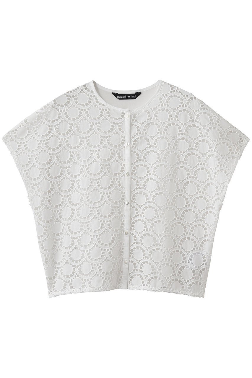 【ミズイロ インド/mizuiro ind】のlace combi crew neck shirt シャツ インテリア・キッズ・メンズ・レディースファッション・服の通販 founy(ファウニー) 　ファッション　Fashion　レディースファッション　Fashion for Women　トップス・カットソー　Cut & Sew Tops　シャツ・ブラウス・オフィスカジュアル　Elegant Blouses & Button-Ups　ショート　Short, Short Length　スマート　Smart, Elegant　スリーブ　Sleeve, Long Sleeve / Short Sleeve　フロント　Front, Front Design　ボトム　Bottoms, Lower Wear　レース　Lace, Lace Fabric　新作・新入荷　New Arrivals / New In　無地　Plain, Solid Color　off white|ID: prp329100004985315 ipo3291000000037343593