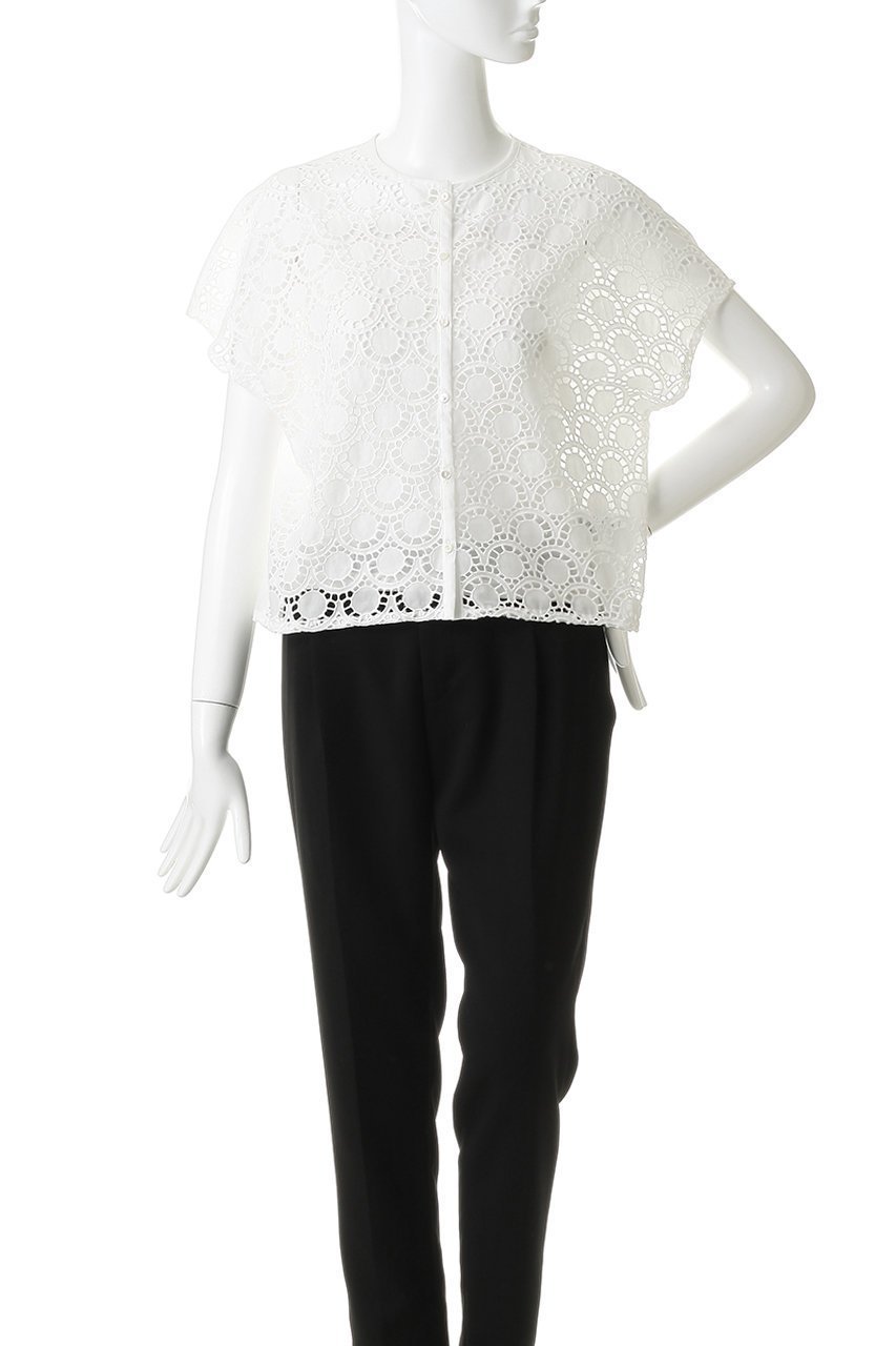 【ミズイロ インド/mizuiro ind】のlace combi crew neck shirt シャツ 大人の最旬トレンドファッション＆コーディネート founy(ファウニー) 　ファッション　Fashion　レディースファッション　Fashion for Women　トップス・カットソー　Cut & Sew Tops　シャツ・ブラウス・オフィスカジュアル　Elegant Blouses & Button-Ups　ショート　Short, Short Length　スマート　Smart, Elegant　スリーブ　Sleeve, Long Sleeve / Short Sleeve　フロント　Front, Front Design　ボトム　Bottoms, Lower Wear　レース　Lace, Lace Fabric　新作・新入荷　New Arrivals / New In　無地　Plain, Solid Color　other-2|ID: prp329100004985315 ipo3291000000037343594