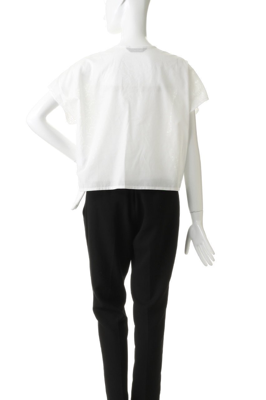 【ミズイロ インド/mizuiro ind】のlace combi crew neck shirt シャツ 大人の最旬トレンドファッション＆コーディネート founy(ファウニー) 　ファッション　Fashion　レディースファッション　Fashion for Women　トップス・カットソー　Cut & Sew Tops　シャツ・ブラウス・オフィスカジュアル　Elegant Blouses & Button-Ups　ショート　Short, Short Length　スマート　Smart, Elegant　スリーブ　Sleeve, Long Sleeve / Short Sleeve　フロント　Front, Front Design　ボトム　Bottoms, Lower Wear　レース　Lace, Lace Fabric　新作・新入荷　New Arrivals / New In　無地　Plain, Solid Color　other-4|ID: prp329100004985315 ipo3291000000037343596